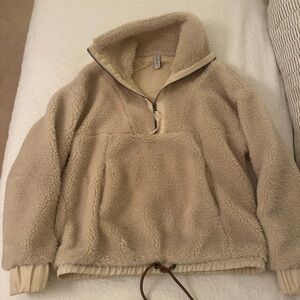 Fleece Varley Beige Quarter Zip Sweater Size XS